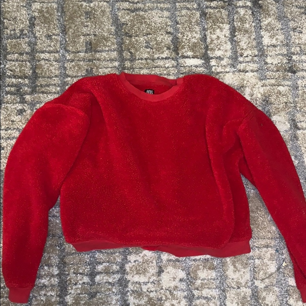 Red Urban Outfitteds Fuzzy sweatshirt